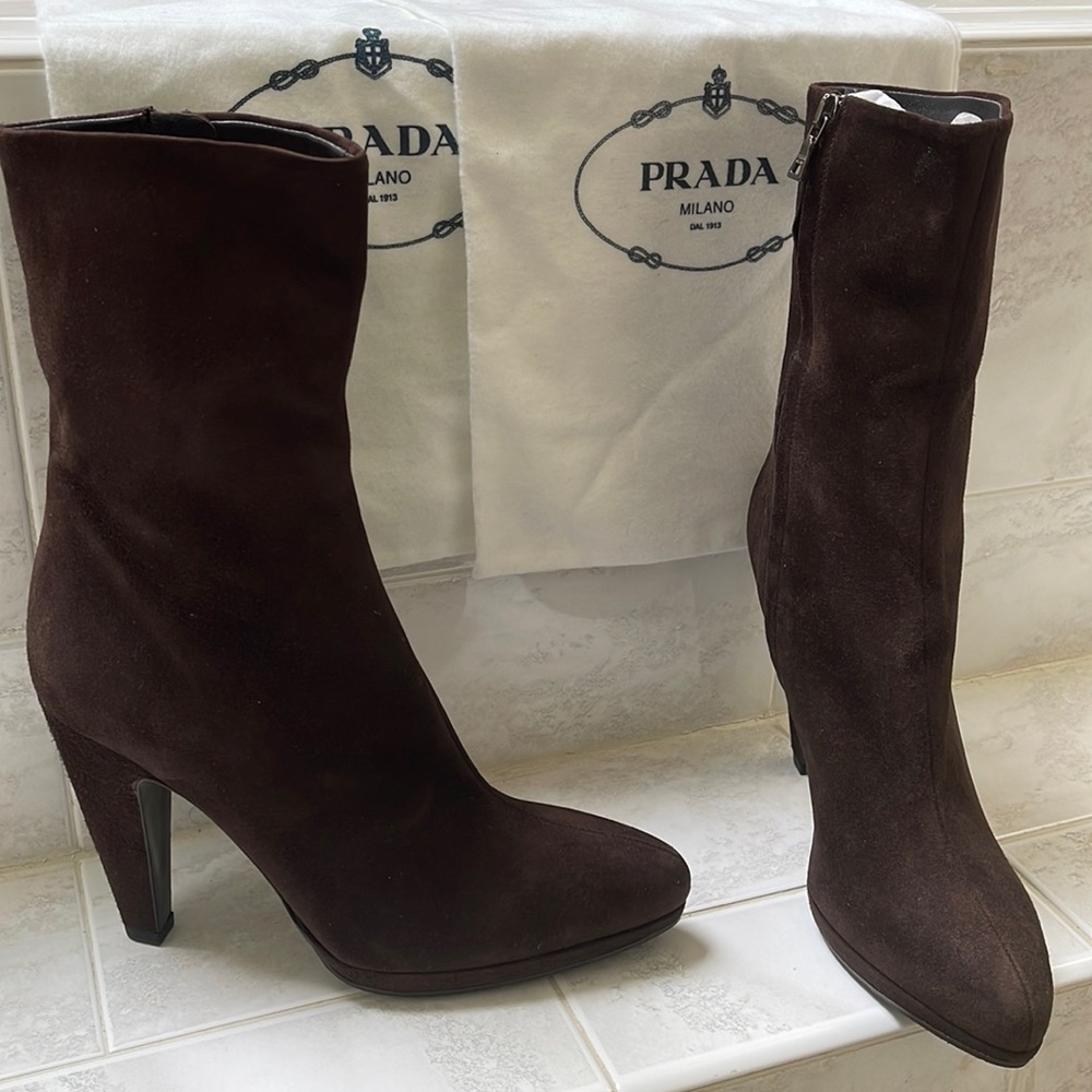 Authentic Prada Brown Suede Boots